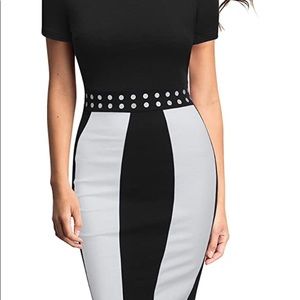 ROUND NECK BODYCON OFFICE PARTY DRESS